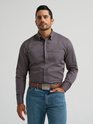 Men's Cody Johnson One Pocket Button Down Shirt in Navy Microdiamond