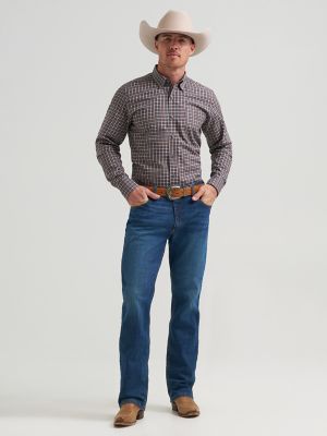 Men's Cody Johnson One Pocket Button Down Shirt in Indigo Check