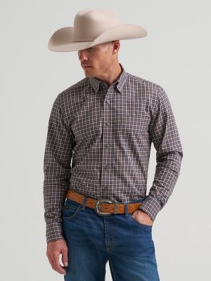 Men's Cody Johnson One Pocket Button Down Shirt in Indigo Check