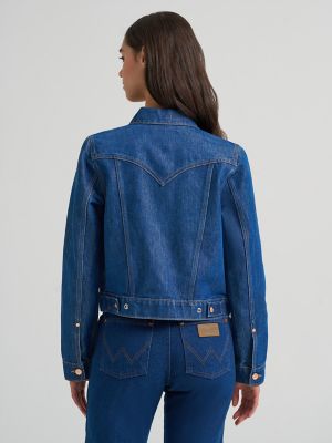 Women's Glitter Unlined Denim Trucker Jacket