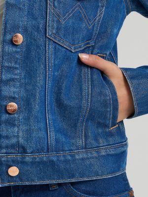 Women's Glitter Unlined Denim Trucker Jacket