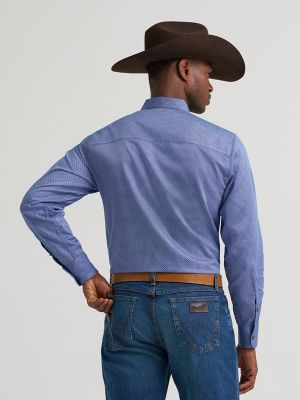 Men's Cody Johnson One Pocket Button Down Shirt in Sky Microgrid