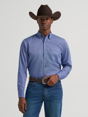 Men's Cody Johnson One Pocket Button Down Shirt in Sky Microgrid