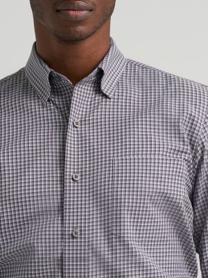 Men's Cody Johnson One Pocket Button Down Shirt in Iron Microcheck