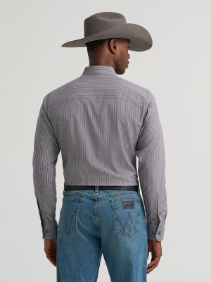 Men's Cody Johnson One Pocket Button Down Shirt in Granite Stripe