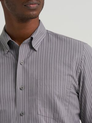Men's Cody Johnson One Pocket Button Down Shirt in Granite Stripe