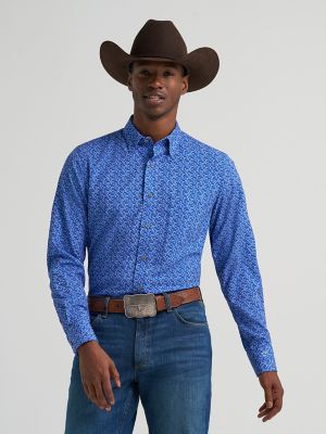 Men's Cody Johnson Performance Button Down Shirt in Blue Canyon
