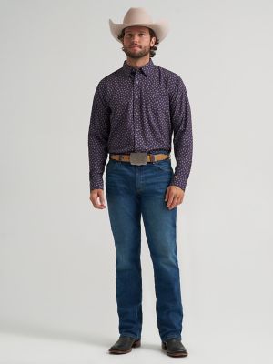 Men's Cody Johnson Performance Button Down Shirt in Navy Paisley