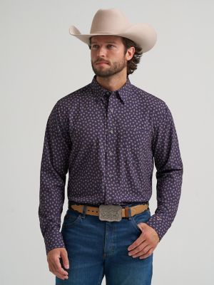 Men's Cody Johnson Performance Button Down Shirt in Navy Paisley