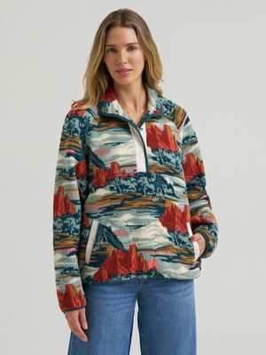 Women's Wrangler Big Sky Sherpa Snap Pullover in Teal Mesa