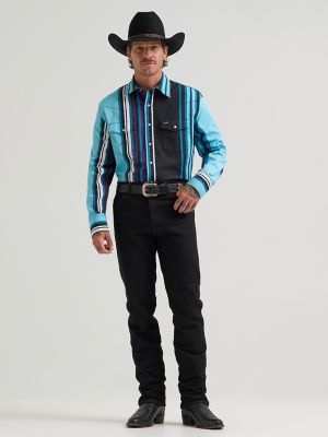 Vintage-Inspired Brushpopper Western Snap Workshirt in Night Sky