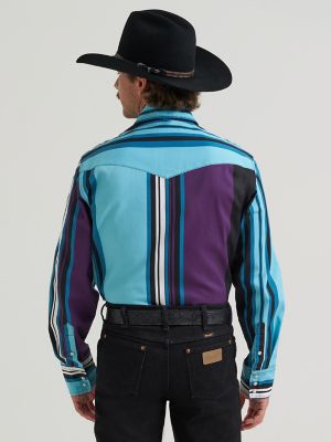 Vintage-Inspired Brushpopper Western Snap Workshirt in Night Sky