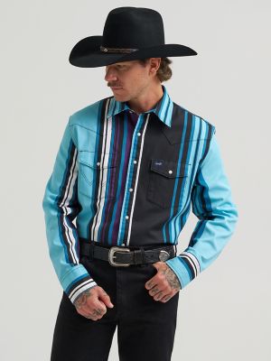 Vintage-Inspired Brushpopper Western Snap Workshirt in Night Sky