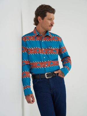 Vintage-Inspired Horizon Stripe Western Snap Shirt