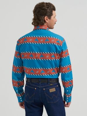 Vintage-Inspired Horizon Stripe Western Snap Shirt