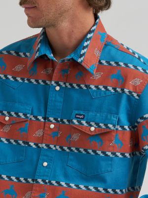Vintage-Inspired Horizon Stripe Western Snap Shirt