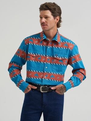 Vintage-Inspired Horizon Stripe Western Snap Shirt