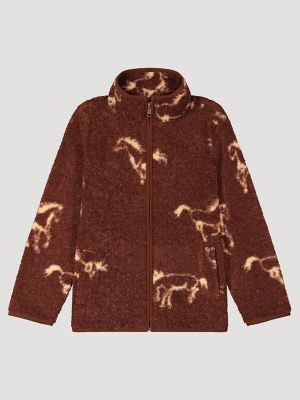 Girl's Hay Away Full Zip Sherpa Jacket in Brown