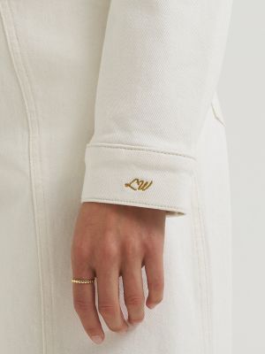 Lainey Wilson X Wrangler Pleated Tour Denim Top in Pearl White