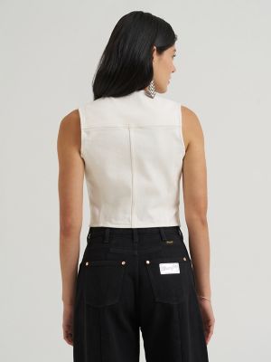 Lainey Wilson X Wrangler Iconic Denim Vest in Pearl White