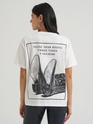 Lainey Wilson X Wrangler Click Your Boots Graphic Tee in Winter White