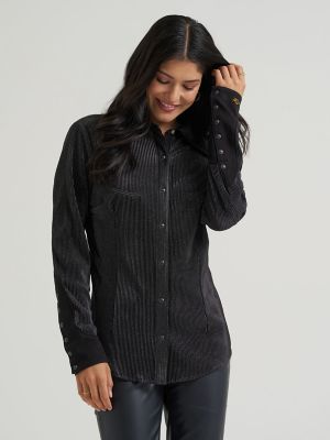 Lainey Wilson X Wrangler Shimmer Lainey Top in Shimmer Night Sky