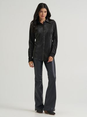 Lainey Wilson X Wrangler Shimmer Lainey Top in Shimmer Night Sky