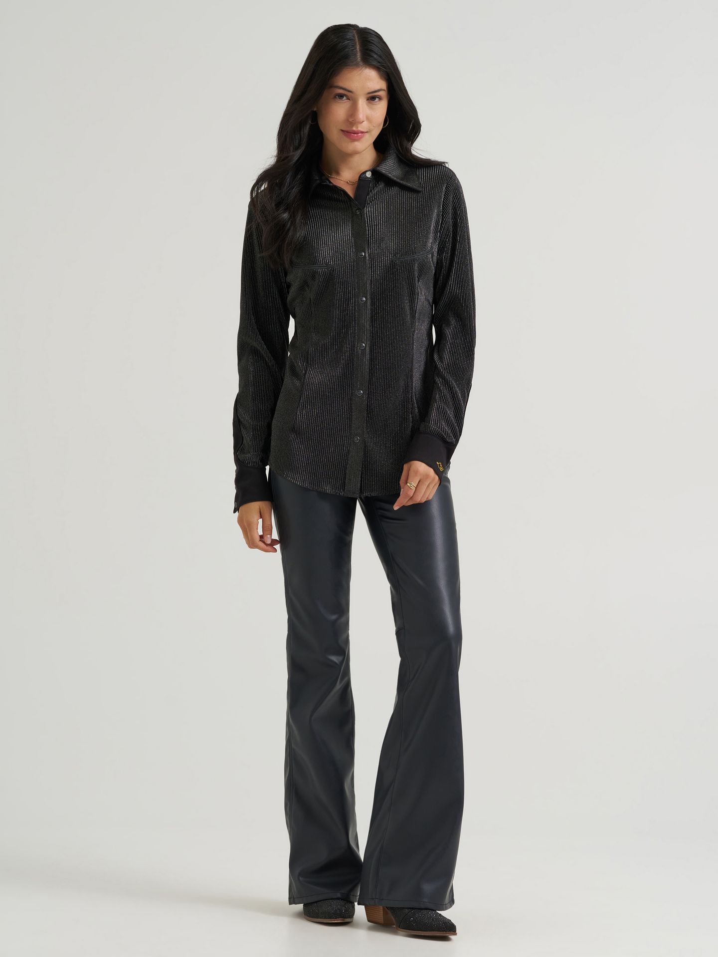 Женский топ Wrangler Lainey Wilson X Wrangler Shimmer Lainey, цвет: Ночной небесно-голубой — фото 4