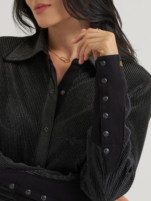 Lainey Wilson X Wrangler Shimmer Lainey Top in Shimmer Night Sky