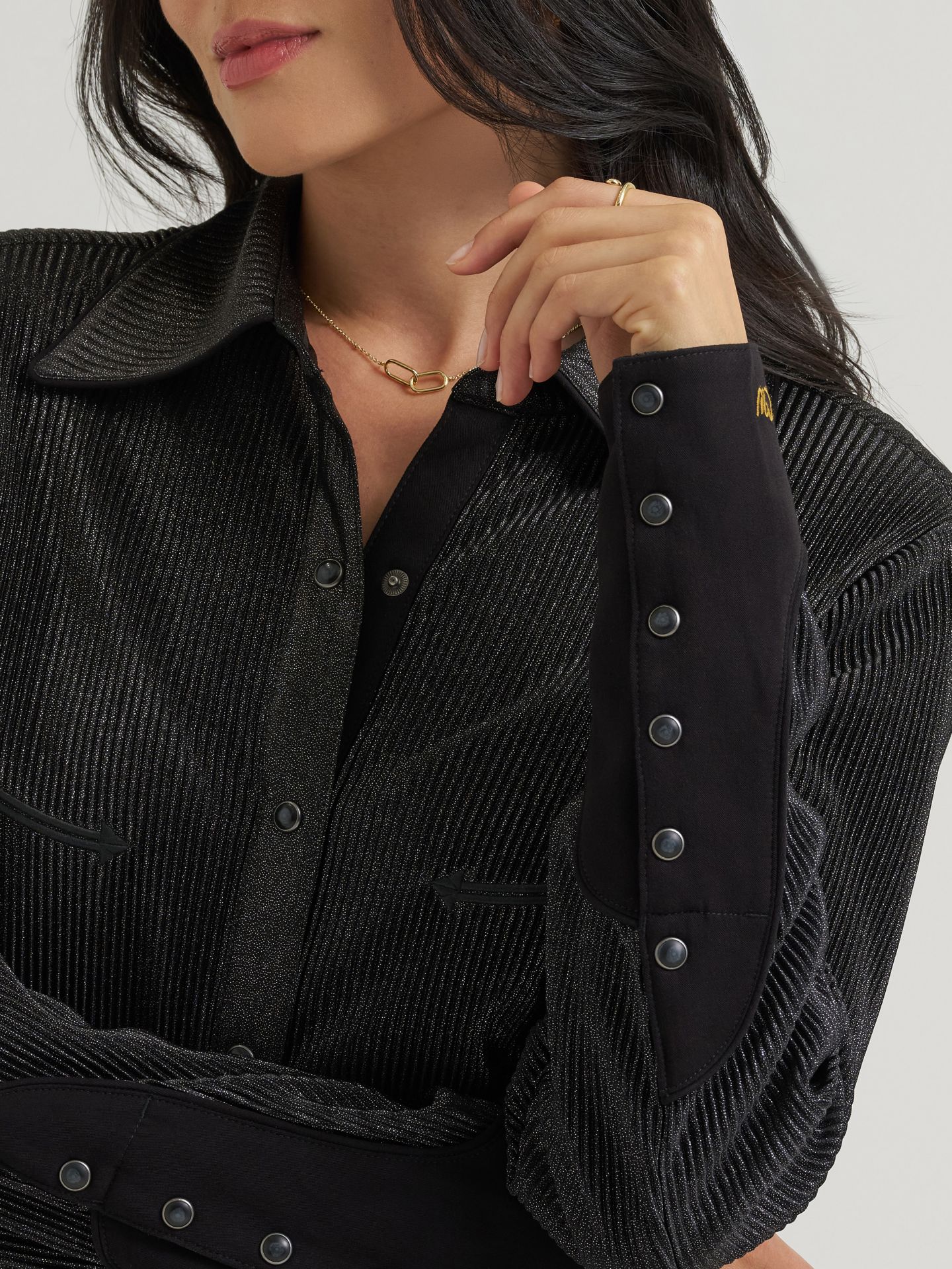 Женский топ Wrangler Lainey Wilson X Wrangler Shimmer Lainey, цвет: Ночной небесно-голубой — фото 6
