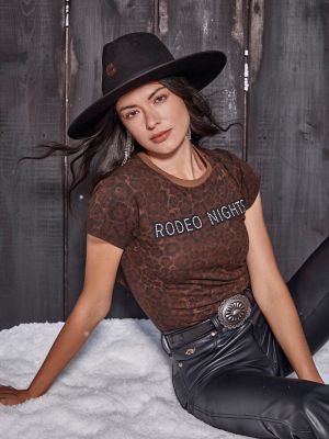 Lainey Wilson X Wrangler Rodeo Nights Tee in Leopard Print