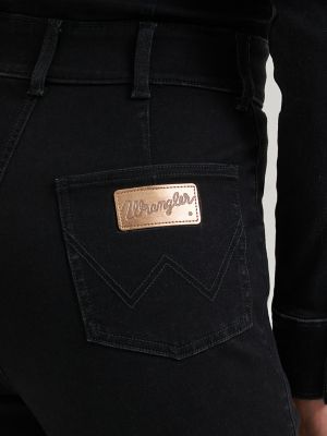 Lainey Wilson x Wrangler Denim Flare Catsuit in Black