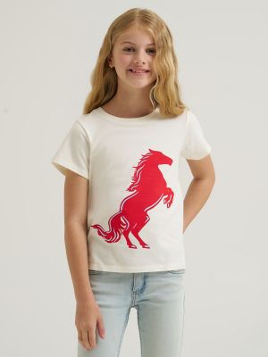Girl's Lainey Wilson x Wrangler Peace, Love, & Cowboys Graphic Tee in Winter White