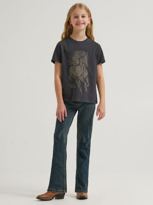 Girl's Lainey Wilson x Wrangler Golden Tex Graphic Tee in Night Shade