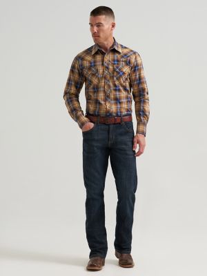 Men's Wrangler Retro&reg; Long Sleeve Sawtooth Snap Pocket Western Shirt in Caramel alternative view
