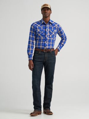 Men's Wrangler Retro&reg; Long Sleeve Sawtooth Snap Pocket Western Shirt in Royal Ranch alternative view