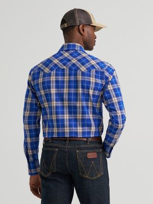 Men's Wrangler Retro&reg; Long Sleeve Sawtooth Snap Pocket Western Shirt in Royal Ranch alternative view 2