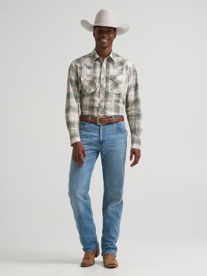 Men's Wrangler Retro&reg; Long Sleeve Sawtooth Snap Pocket Western Shirt in Olive Toast alternative view