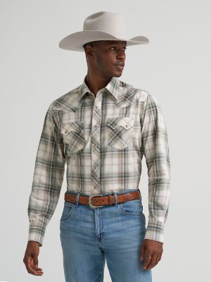 Men's Wrangler Retro® Long Sleeve Sawtooth Snap Pocket Western Shirt