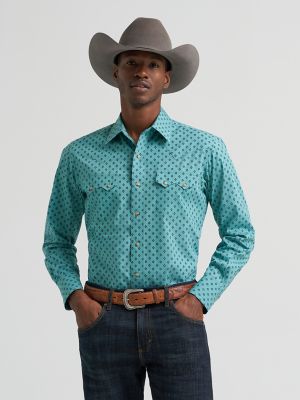 Men's Wrangler Retro® Long Sleeve Sawtooth Snap Pocket Western Shirt