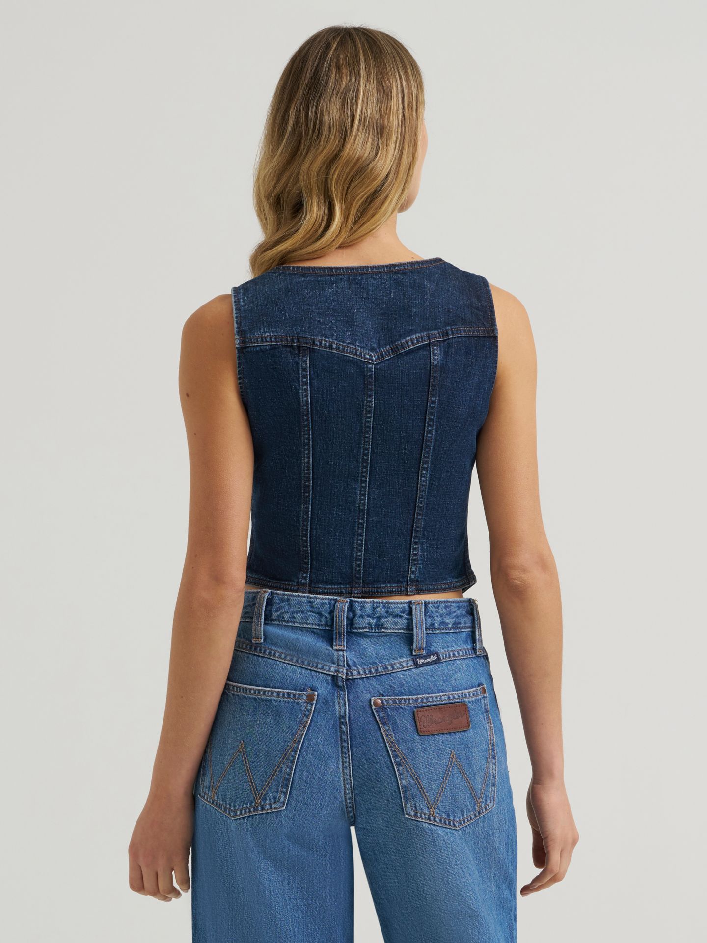 Женский жилет Wrangler Bustier Denim, цвет: Тёмный джинсовый — фото 5