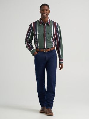 Vintage-Inspired Brushpopper Western Snap Workshirt in Field Olive