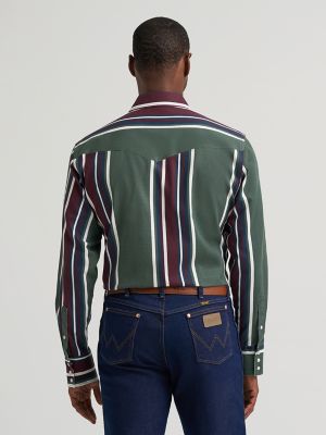 Vintage-Inspired Brushpopper Western Snap Workshirt in Field Olive