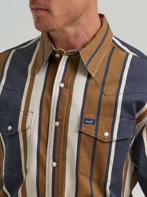Vintage-Inspired Brushpopper Western Snap Workshirt in Amber Wheat