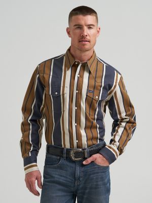 Vintage-Inspired Brushpopper Western Snap Workshirt in Amber Wheat