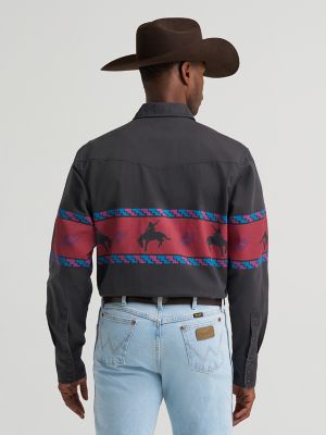 Vintage-Inspired Horizon Stripe Western Snap Shirt
