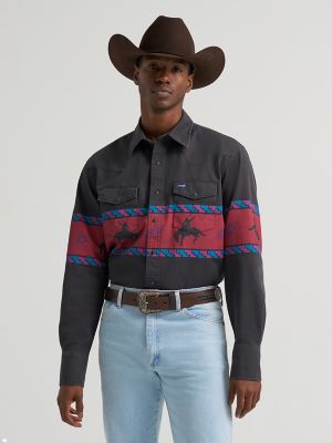 Vintage-Inspired Horizon Stripe Western Snap Shirt