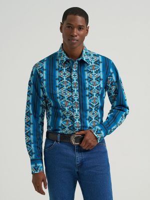 STONE  ゼブラカモ 半袖 ジップアップ シャツ M ワッペン Men's Checotah® Long Sleeve Western Snap Printed Shirt | Trend