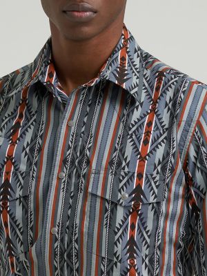 Men's Checotah&reg; Long Sleeve Western Snap Printed Shirt in Ridge Blue alternative view 3