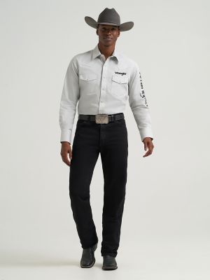 Men's Wrangler&reg; Logo Long Sleeve Western Snap Shirt in White alternative view 2